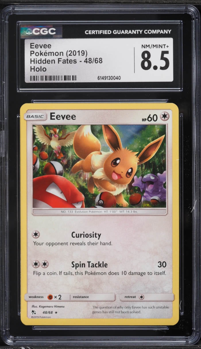 2019 Pokemon Sun & Moon Hidden Fates Holo Eevee #48 CGC 8.5 NM-MT+