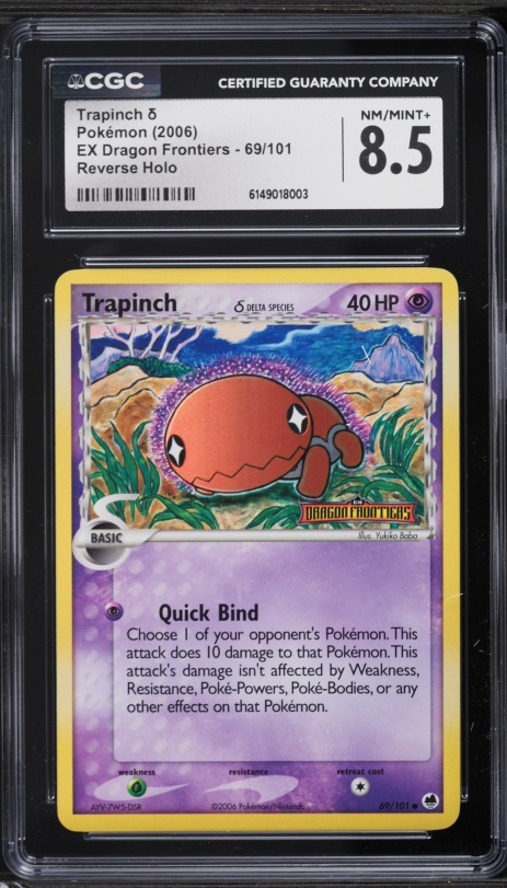 2006 Pokemon EX Dragon Frontiers Reverse Holo Trapinch #69 CGC 8.5 NM-MT+