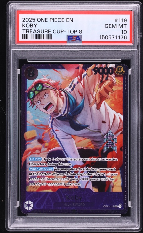 2025 One Piece Promo Treasure Cup-Top 8 SEC Koby #OP11-119 PSA 10 GEM MINT