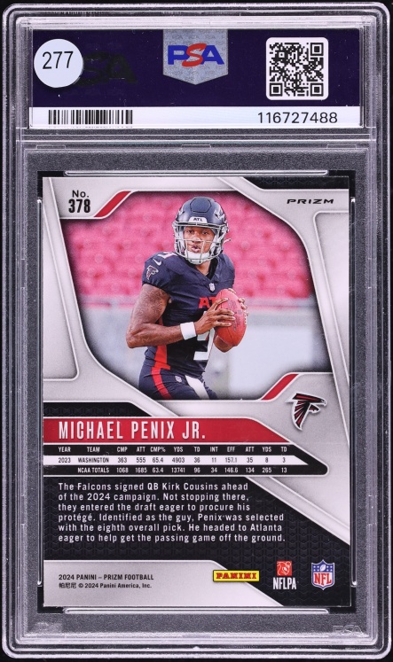 2024 Panini Prizm Purple Pulsar Michael Penix Jr. ROOKIE #378 PSA 9 MINT