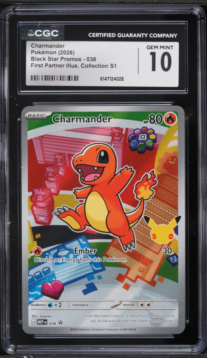 2026 Pokemon Mega Promo First Partner Illustration Full Art Charmander #038 CGC 10 GEM MINT