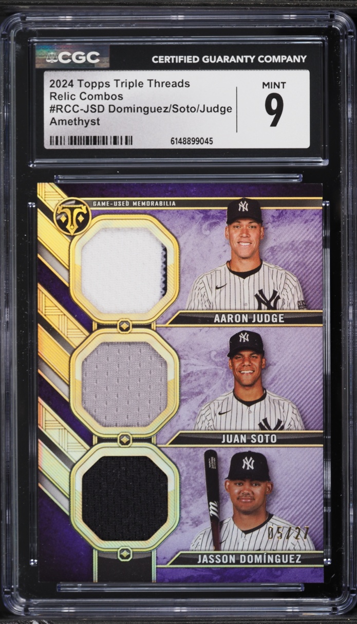 2024 Topps Triple Threads Combos Amethyst Dominguez Soto Judge PATCH /27 #RCC-JSD CGC 9 MINT