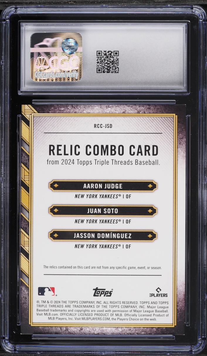 2024 Topps Triple Threads Combos Amethyst Dominguez Soto Judge PATCH /27 #RCC-JSD CGC 9 MINT