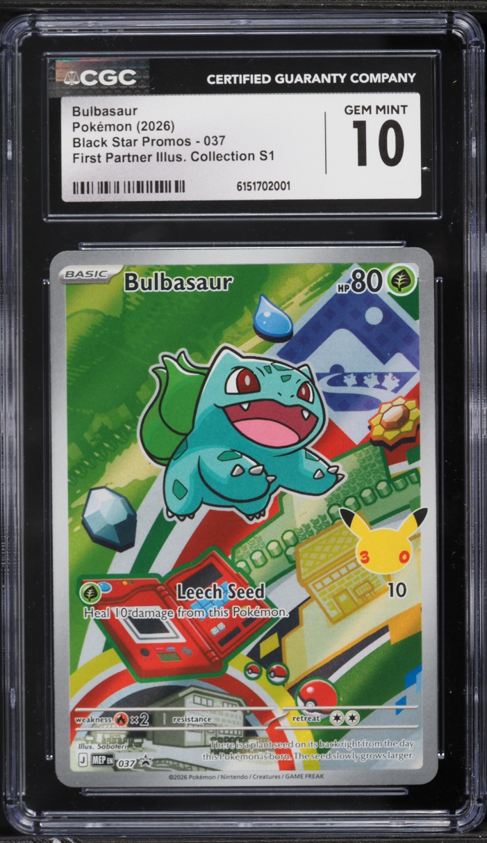 2026 Pokemon Mega Evolution Promo First Partner Illustration S1 Full Art Bulbasaur #37 CGC 10