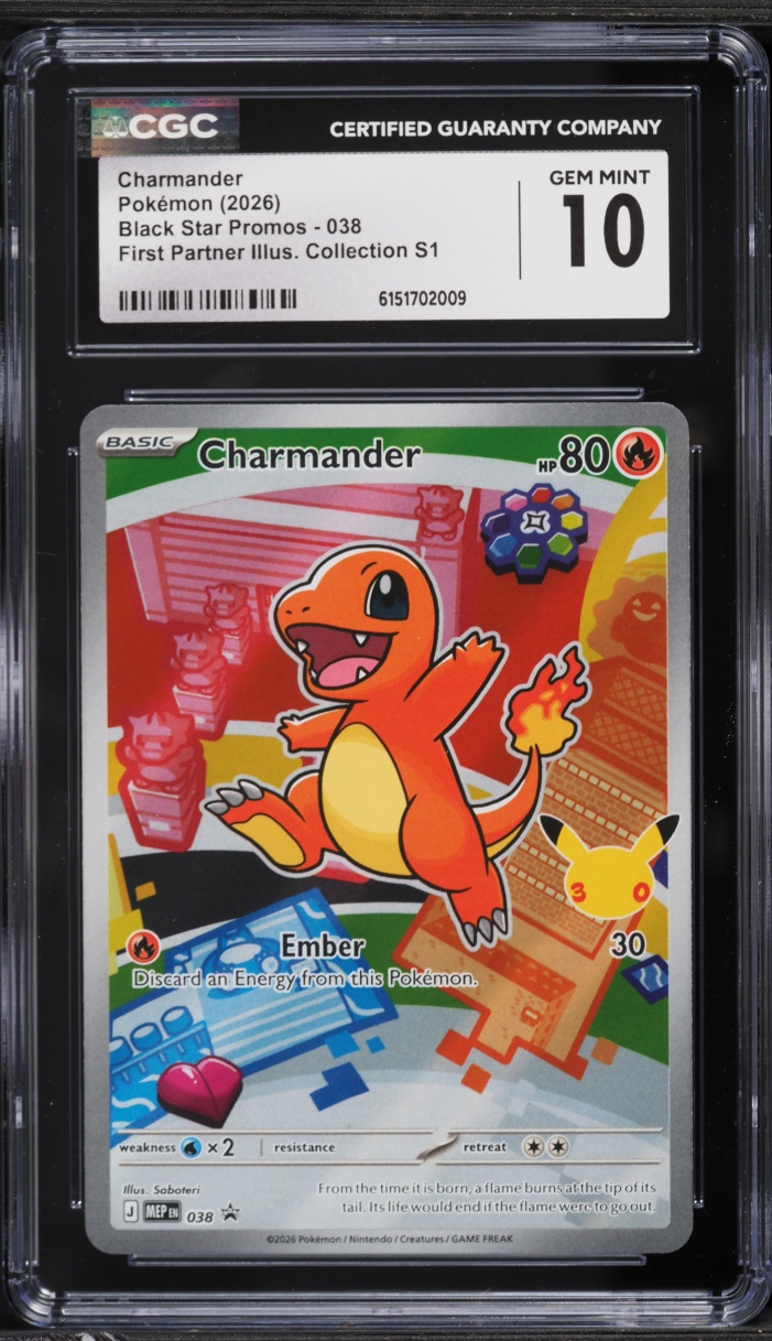 2026 Pokemon Mega Evolution Promo First Partner Illustration S1 Full Art Charmander #38 CGC 10