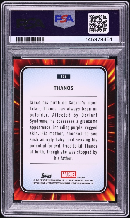 2025 Topps Chrome Marvel Sapphire Edition Gold Thanos /50 #158 PSA 9 MINT