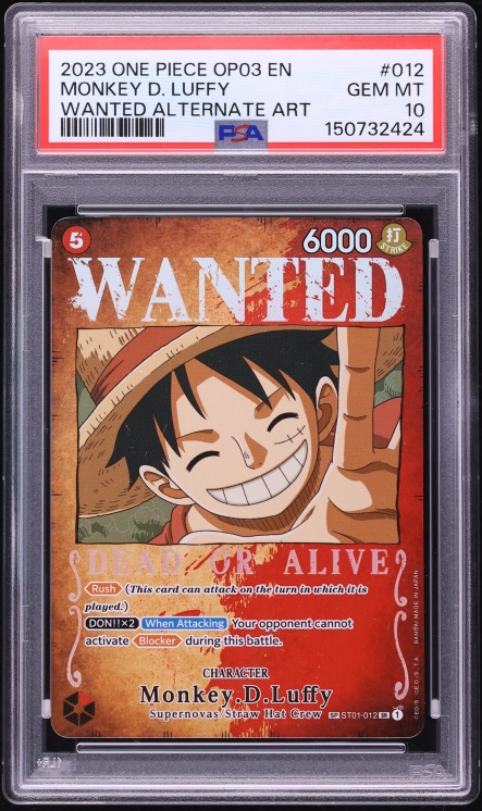 2023 One Piece Pillars Of Strength Wanted SP SR Alt Art Monkey D. Luffy #ST01-012 PSA 10 GEM