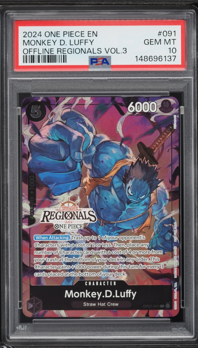 2024 One Piece Offline Regionals Volume 3 Monkey D. Luffy #OP07-091 PSA 10 GEM MINT