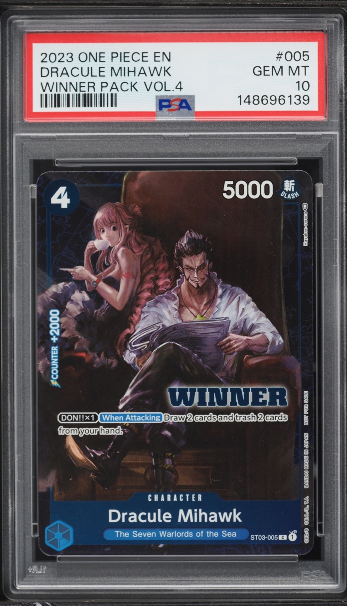 2023 One Piece Winner Pack Volume 4 Dracule Mihawk #ST03-005 PSA 10 GEM MINT
