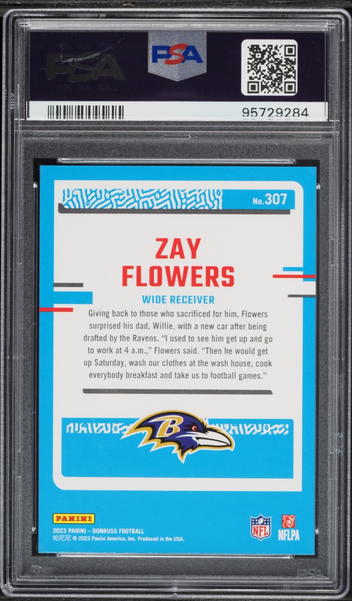 2023 Donruss Football Zay Flowers ROOKIE #307 PSA 10 GEM MINT