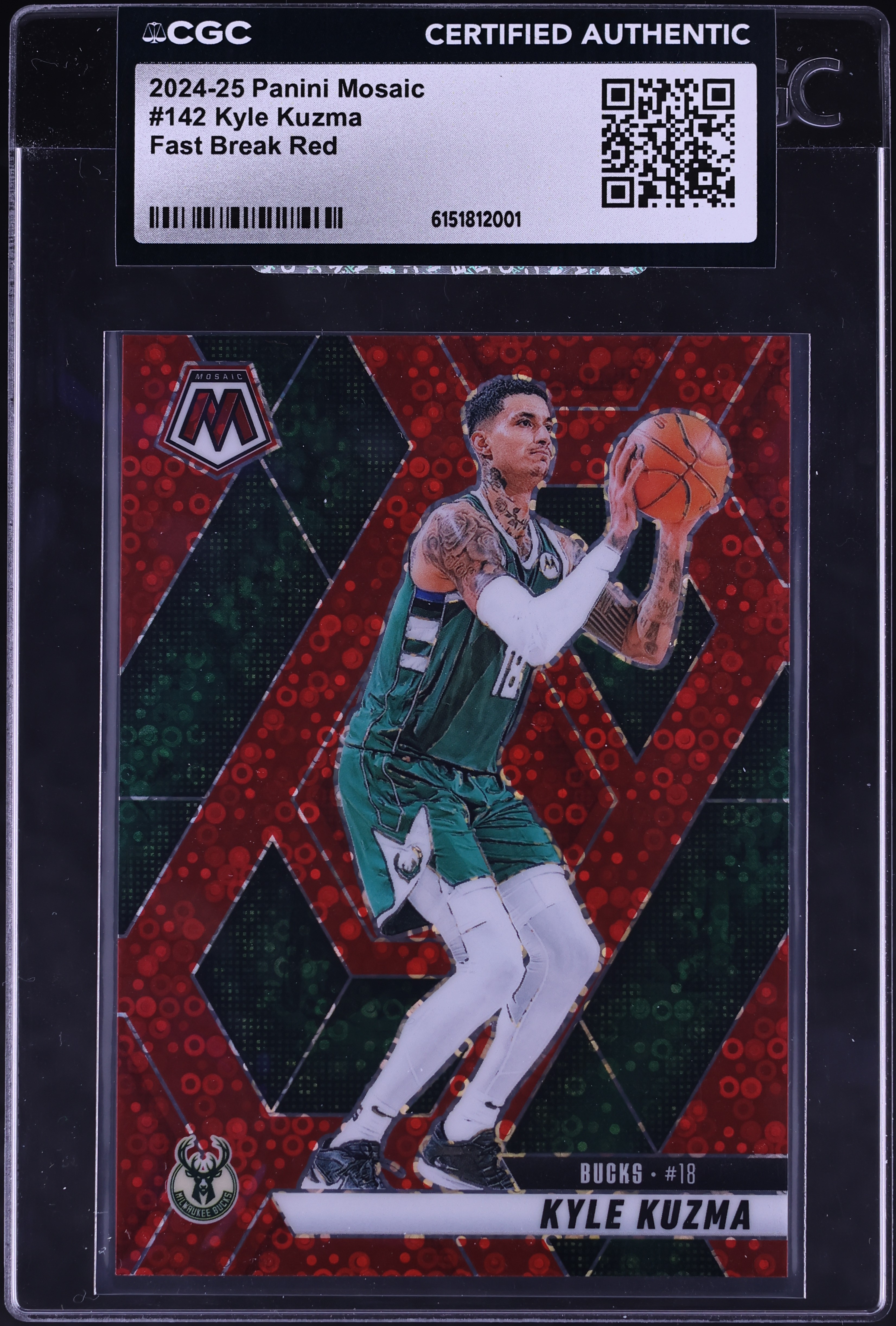2024 Panini Mosaic Basketball Fast Break Red Kyle Kuzma #142 CGC AUTH