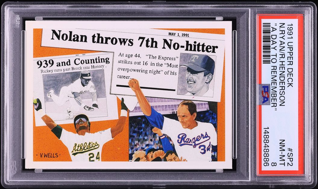 1991 Upper Deck A Day To Remember Nolan Ryan Ricky Henderson #SP2 PSA 8 NM-MT