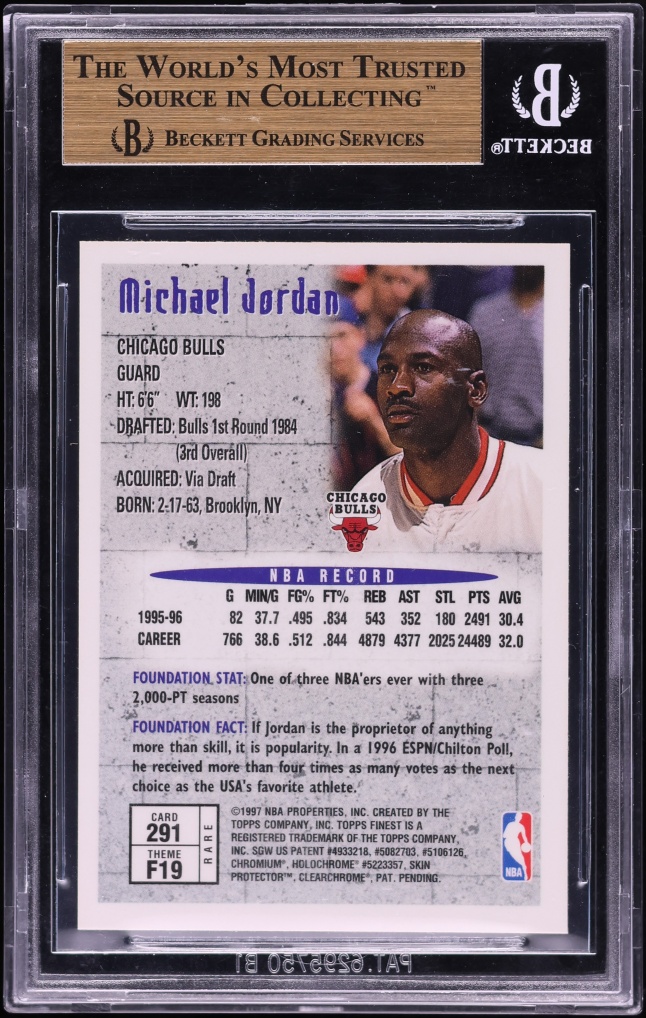 1996 Finest Gold Michael Jordan #291 BGS 9.5 GEM MINT