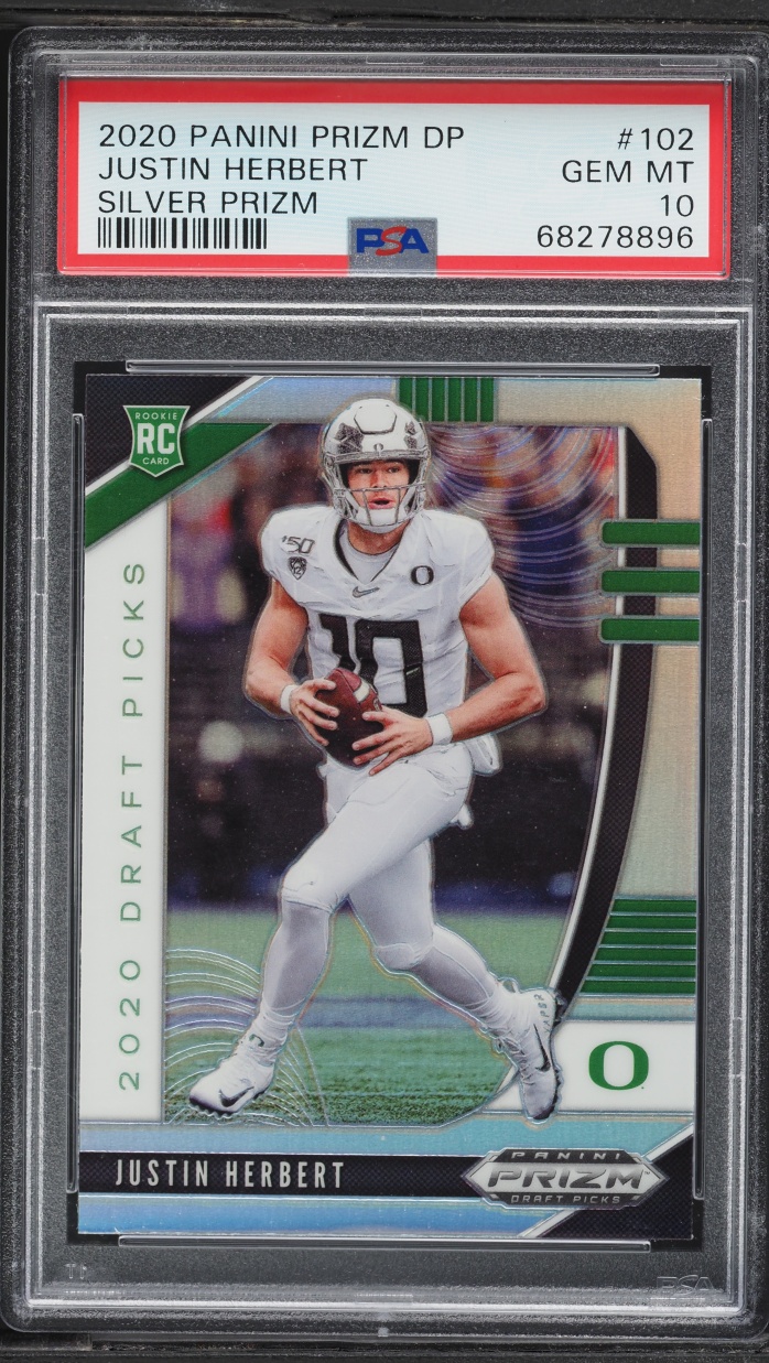 2020 Panini Prizm Draft Picks Silver Justin Herbert ROOKIE #102 PSA 10 GEM MINT