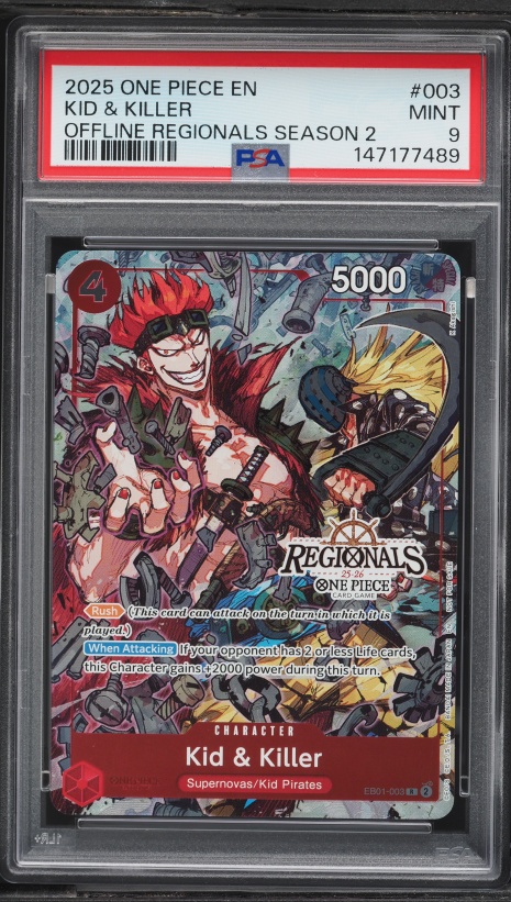 Kid & Killer フラッグシップ Finalist PSA BGS Kid & Killer [Regionals Finalist] EB01-003 Prices | One Piece