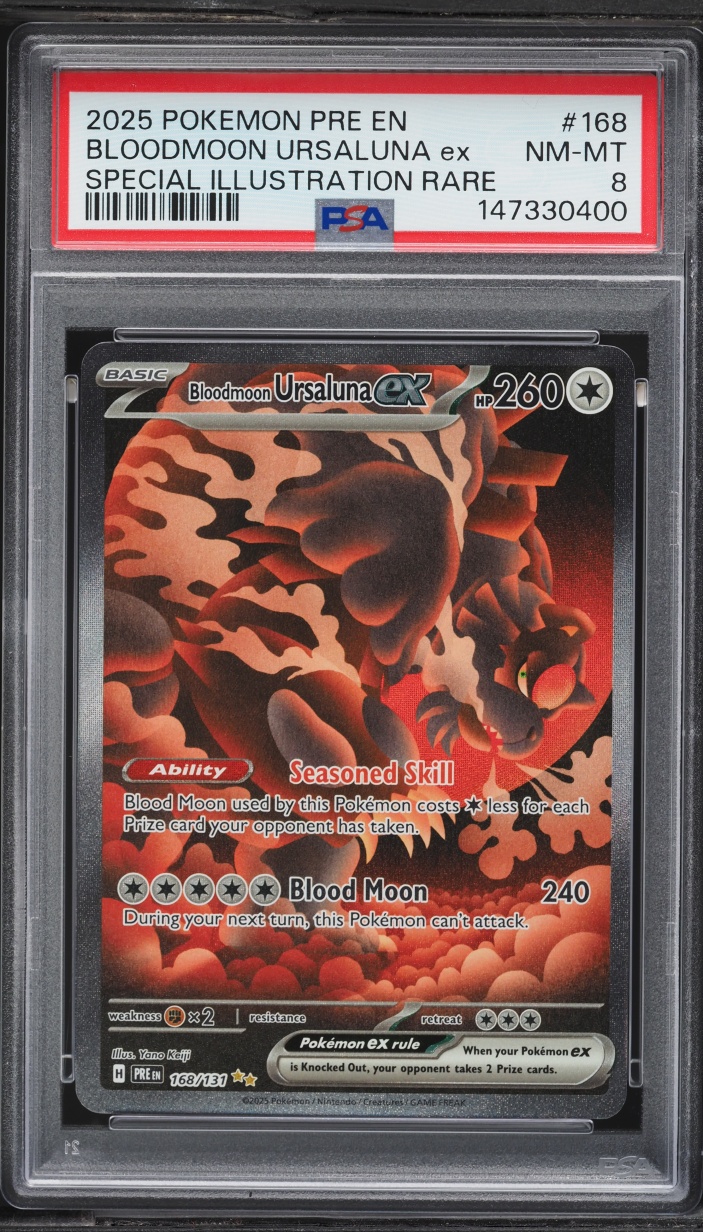 2025 Pokemon Scarlet & Violet Prismatic Evolutions SIR Bloodmoon Ursaluna Ex #168 PSA 8 NM-MT