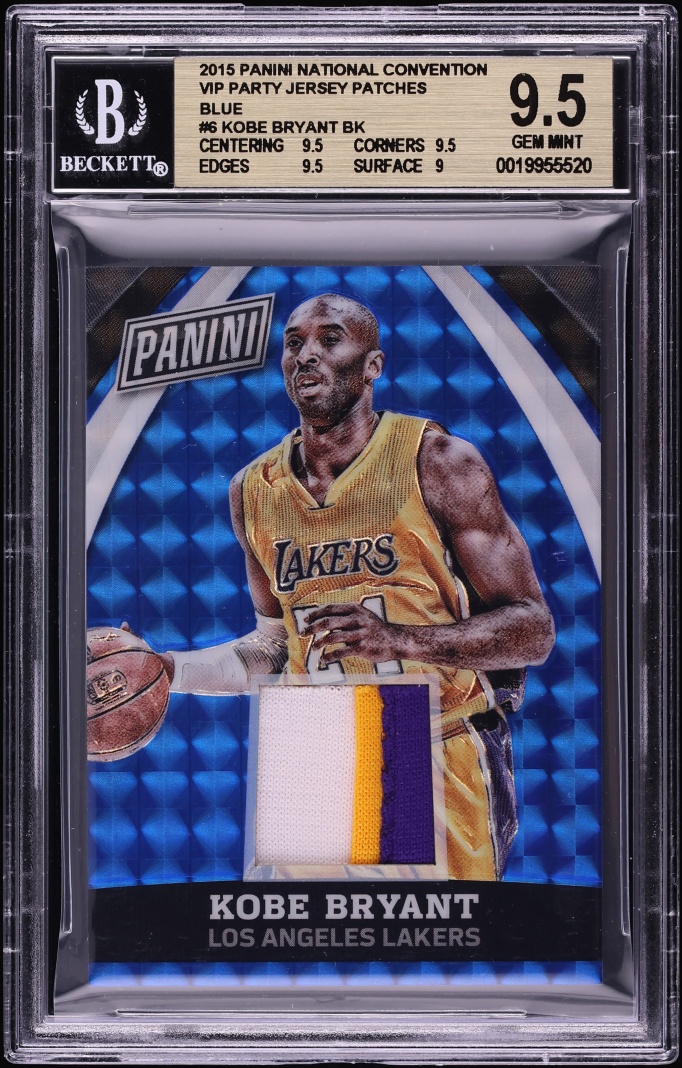 2015 Panini National Convention VIP Party Blue Kobe Bryant PATCH JSY # 24/25 #6 BGS 9.5 GEM
