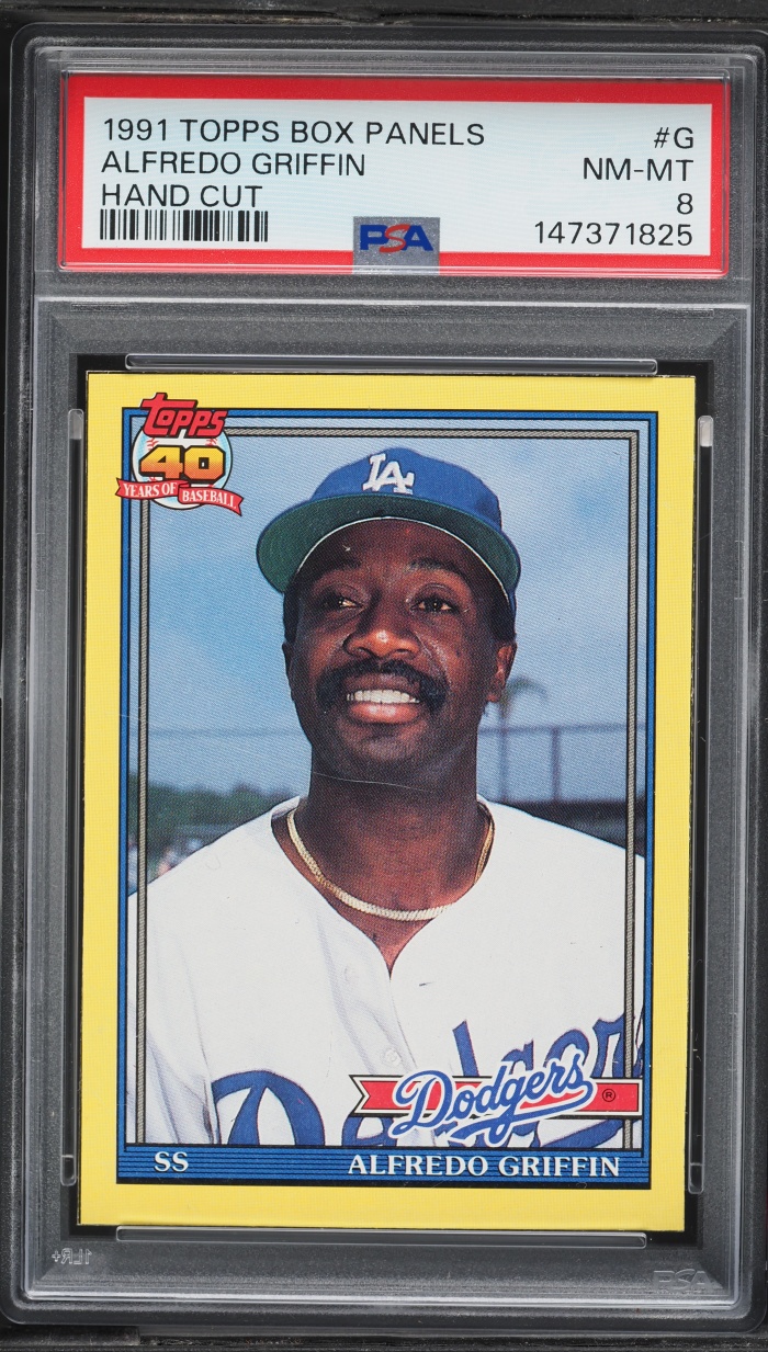 1991 Topps Box Panels Alfredo Griffin HAND CUT #G PSA 8 NM-MT