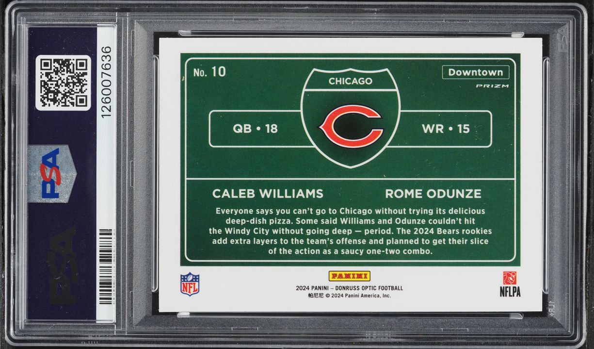 2024 Donruss Optic Downtown Duos Caleb Williams Rome Odunze ROOKIE #10 PSA 10 GEM MINT