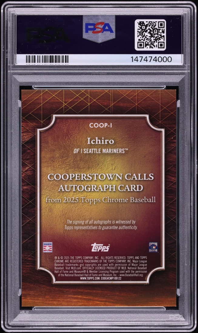 2025 Topps Chrome Cooperstown Calls Red Refractor Ichiro AUTO DNA 10 /5 #COOP-I PSA 9 MINT