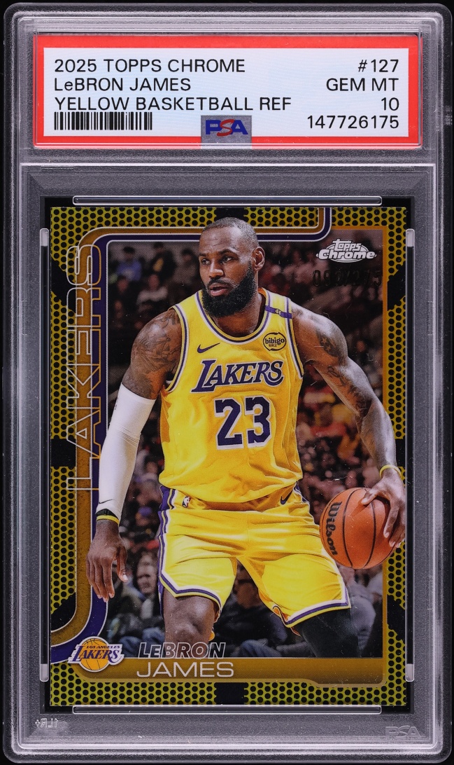 2025 Topps Chrome Yellow Basketball Refractor LeBron James /275 #127 PSA 10 GEM MINT