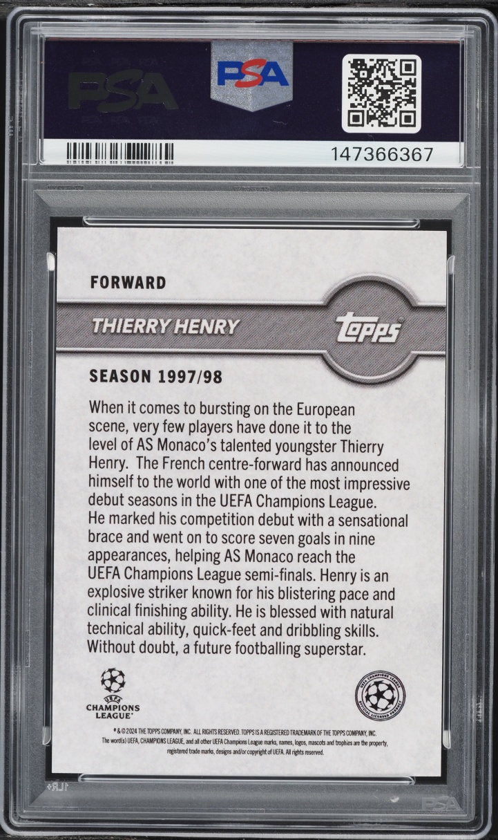 2024 Topps the Lost Cards Thierry Henry ROOKIE PSA 10 GEM MINT