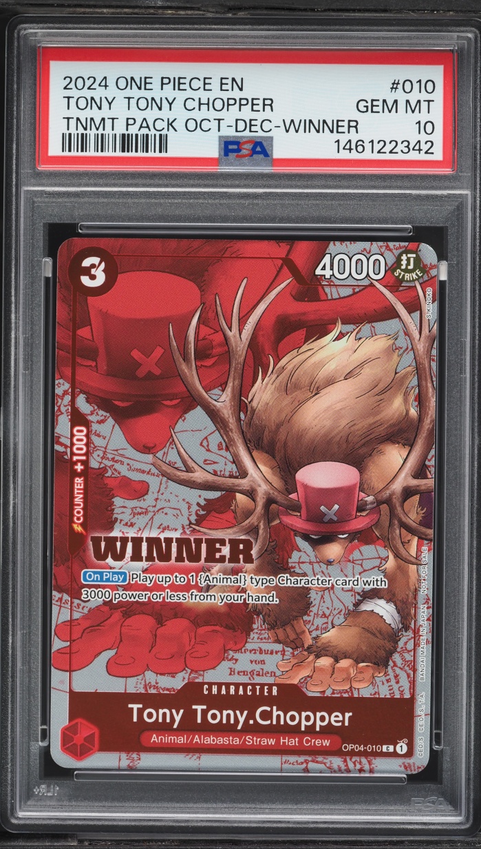 2024 One Piece Tournament Pack October December Winner Tony Tony Chopper #010 PSA 10 GEM MINT