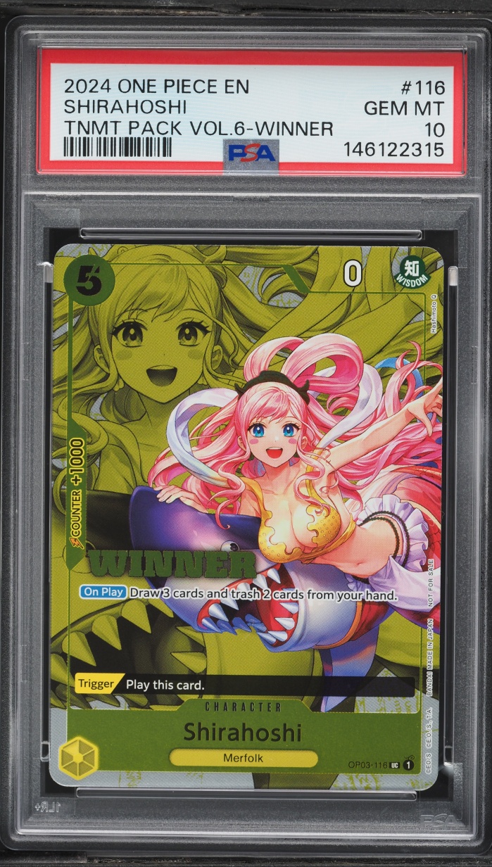2024 One Piece Tournament Pack Volume 6 Winner Shirahoshi #OP03-116 PSA 10 GEM MINT