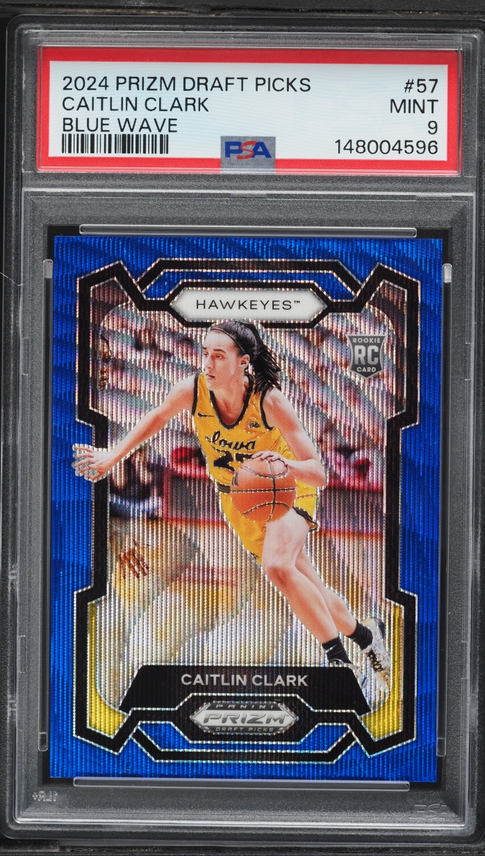 2024 Panini Prizm Draft Picks Blue Wave Caitlin Clark ROOKIE /249 #57 PSA 9 MINT