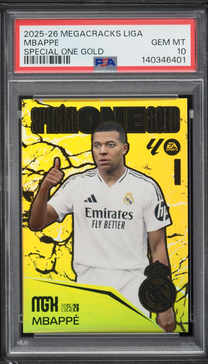 2025 Panini Megacracks La Liga EA Sports Special One Gold Kylian Mbappe PSA 10 GEM MINT