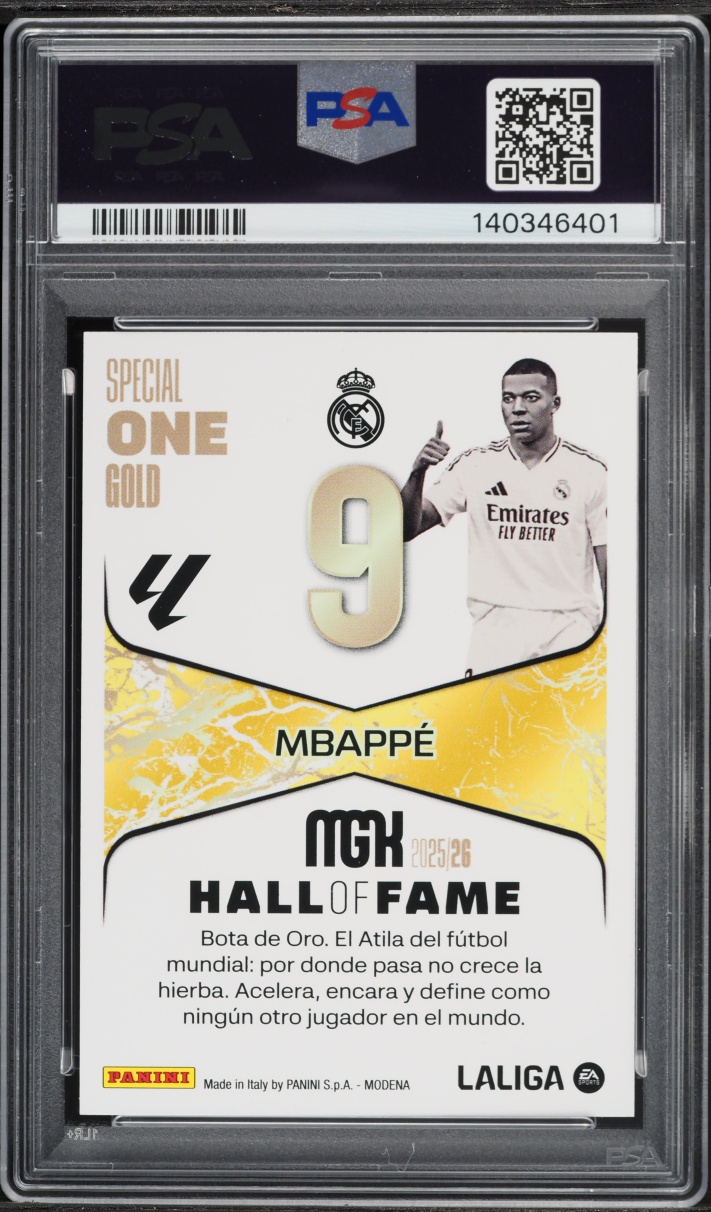 2025 Panini Megacracks La Liga EA Sports Special One Gold Kylian Mbappe PSA 10 GEM MINT