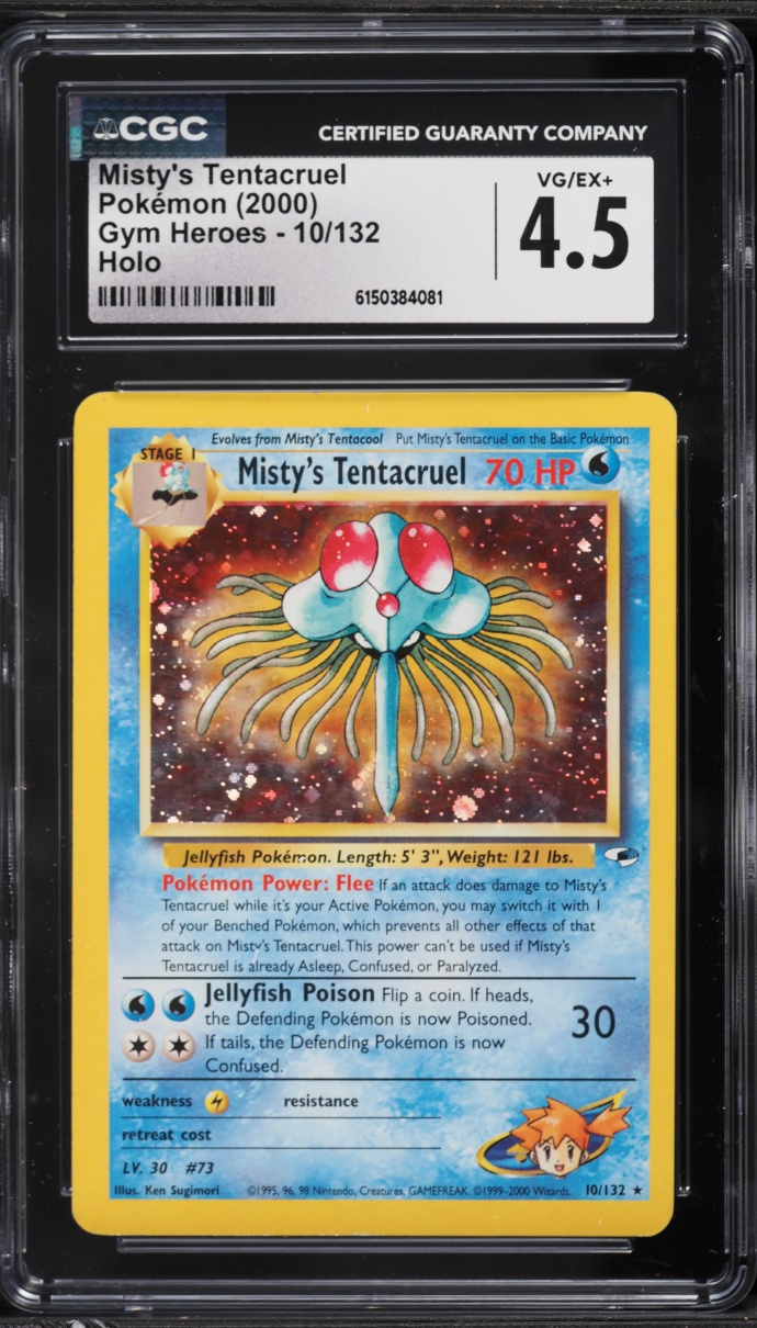2000 Pokemon Gym Heroes Holo Misty's Tentacruel #10 CGC 4.5 VGEX+