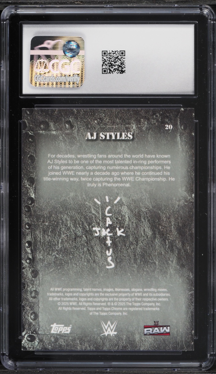 2025 Topps Chrome WWE Cactus Jack AJ Styles #20 CGC 10 GEM MINT