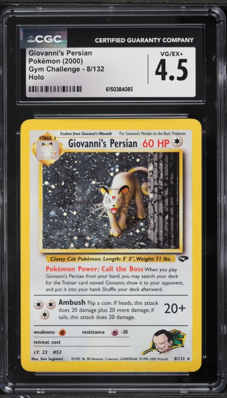 giovanni persian pokemon card Encased in a durable acrylic holder to highlight the vibrant artwork of this fan 1999 Pokemon Japanese Gym 2