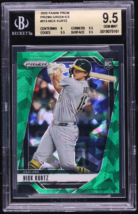 2025 Panini Prizm Green Ice Nick Kurtz ROOKIE #213 BGS 9.5 GEM MINT