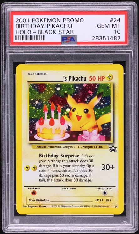 2001 Pokemon Black Star Promo Holo Birthday Pikachu #24 PSA 10 GEM MINT