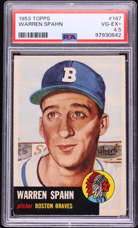 1953 Topps Warren Spahn SHORT PRINT #147 PSA 4.5 VGEX+