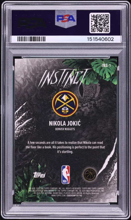 2025 Topps Chrome Instinct Gold Geometric Refractor Nikola Jokic /50 #INS-1 PSA 10 GEM MINT