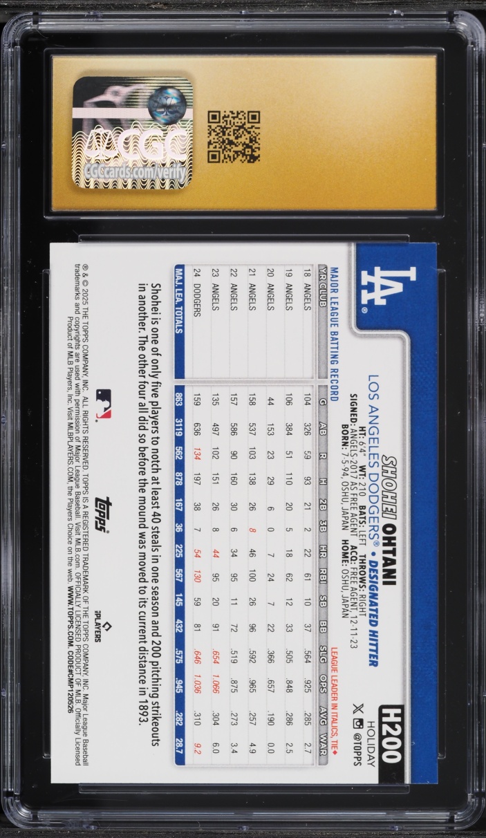 2025 Topps Holiday Shohei Ohtani #H200 CGC 10 PRISTINE