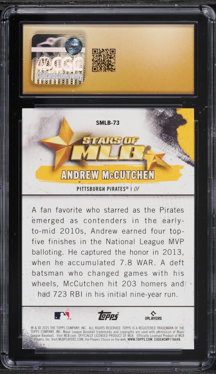 2025 Topps Update Stars Of MLB Andrew McCutchen #SMLB-73 CGC 10 PRISTINE