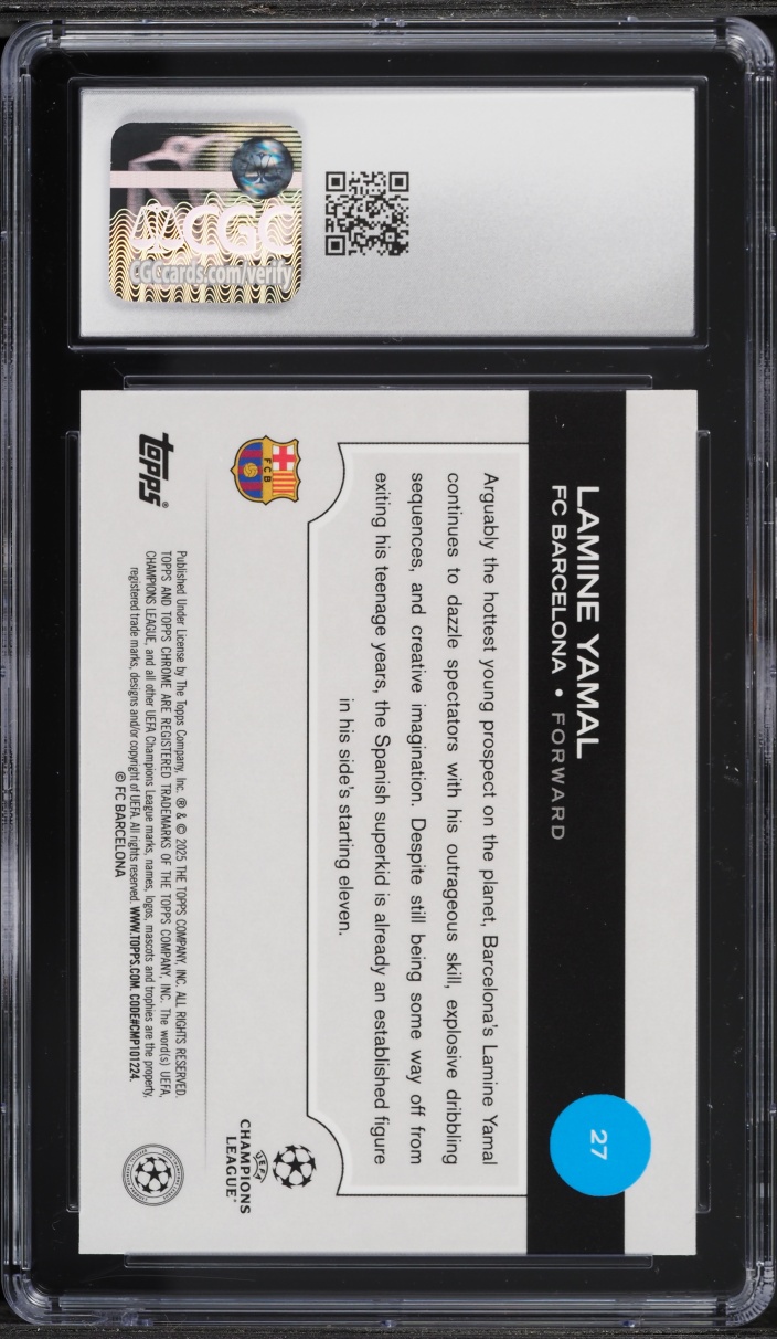 2024 Topps Chrome UEFA Club Competitions Lamine Yamal #27 CGC 10 GEM MINT