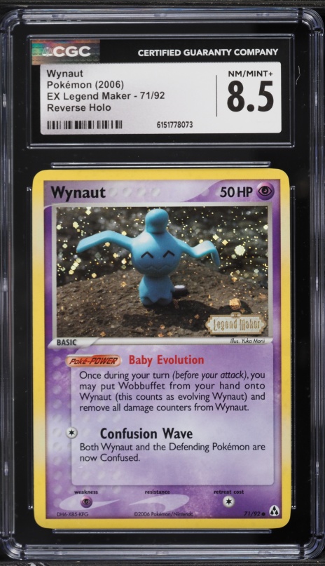 2006 Pokemon EX Legend Maker Reverse Holo Wynaut #71 CGC 8.5 NM-MT+