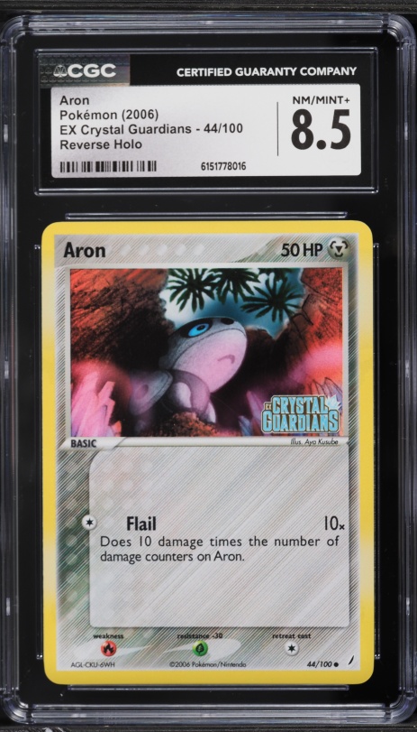 2006 Pokemon EX Crystal Guardians Reverse Holo Aron #44 CGC 8.5 NM-MT+