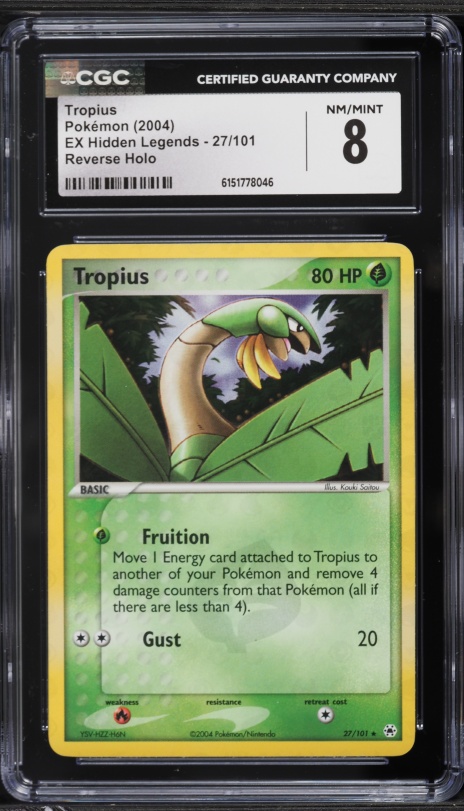 2004 Pokemon EX Hidden Legends Reverse Holo Tropius #27 CGC 8 NM-MT