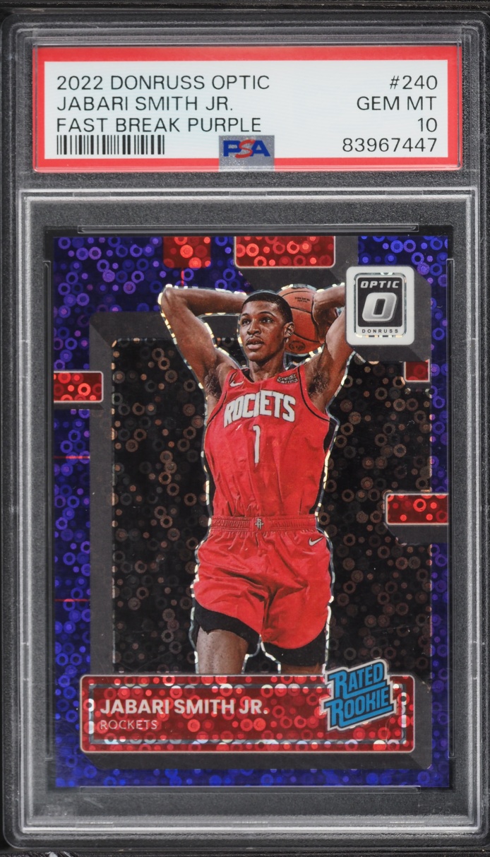 2022 Donruss Optic Fast Break Purple Jabari Smith Jr. ROOKIE /99 #240 PSA 10 GEM MINT