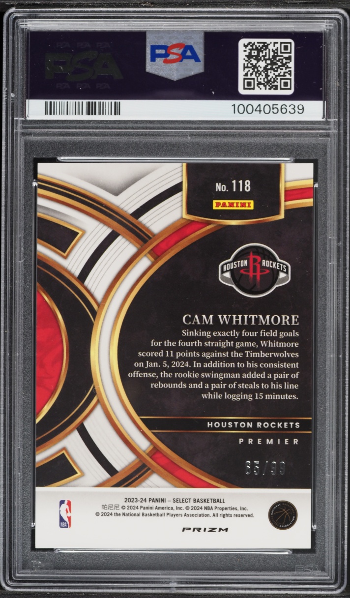 2023 Panini Select Pink Cracked Ice Cam Whitmore ROOKIE /99 #118 PSA 10 GEM MINT