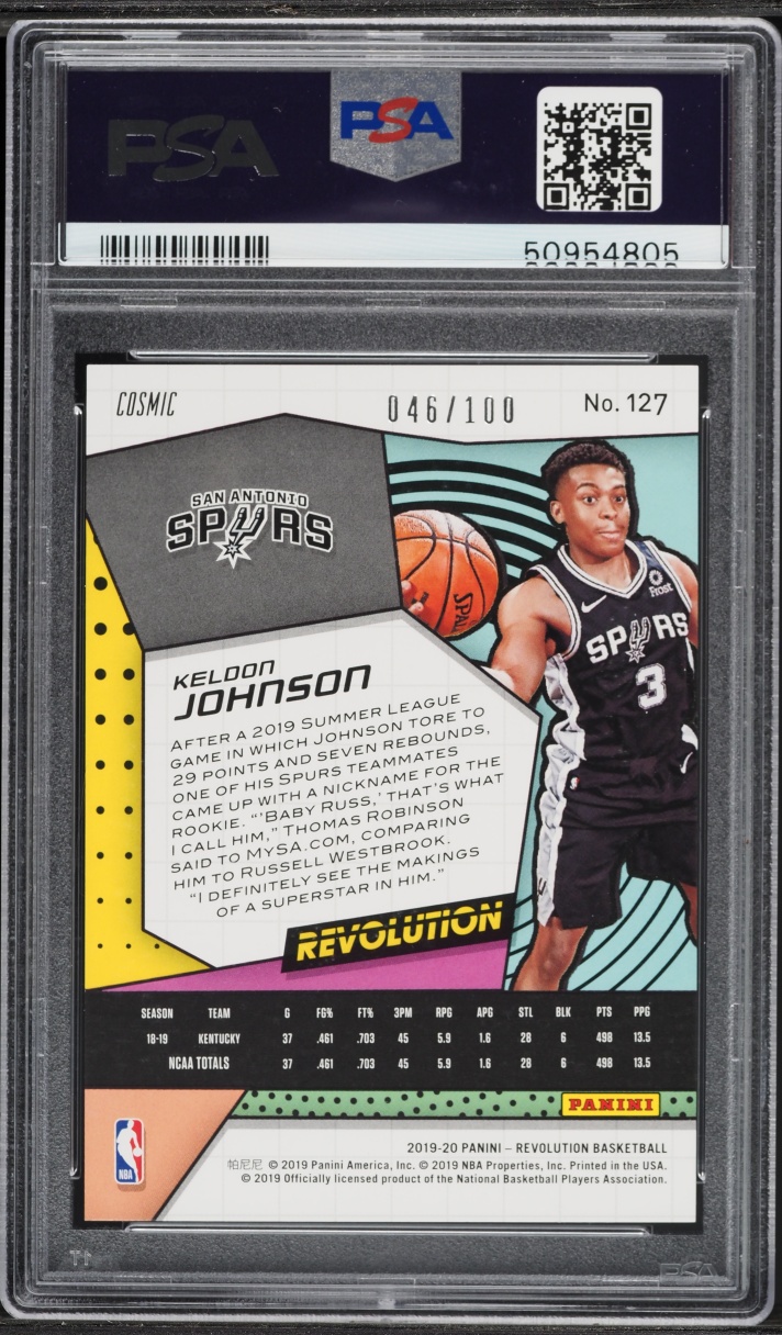 2019 Panini Revolution Cosmic Keldon Johnson ROOKIE /100 #127 PSA 10 GEM MINT