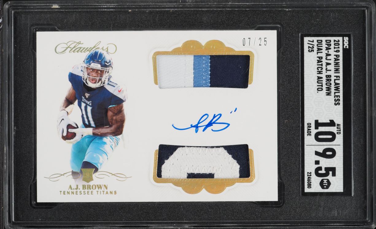 2019 Panini Flawless Dual AJ Brown ROOKIE PATCH AUTO /25 #DPA-AJ SGC 9.5 MINT+