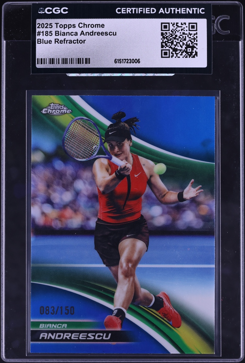 2025 Topps Chrome Blue Refractor Bianca Andreescu /150 #185 CGC AUTH