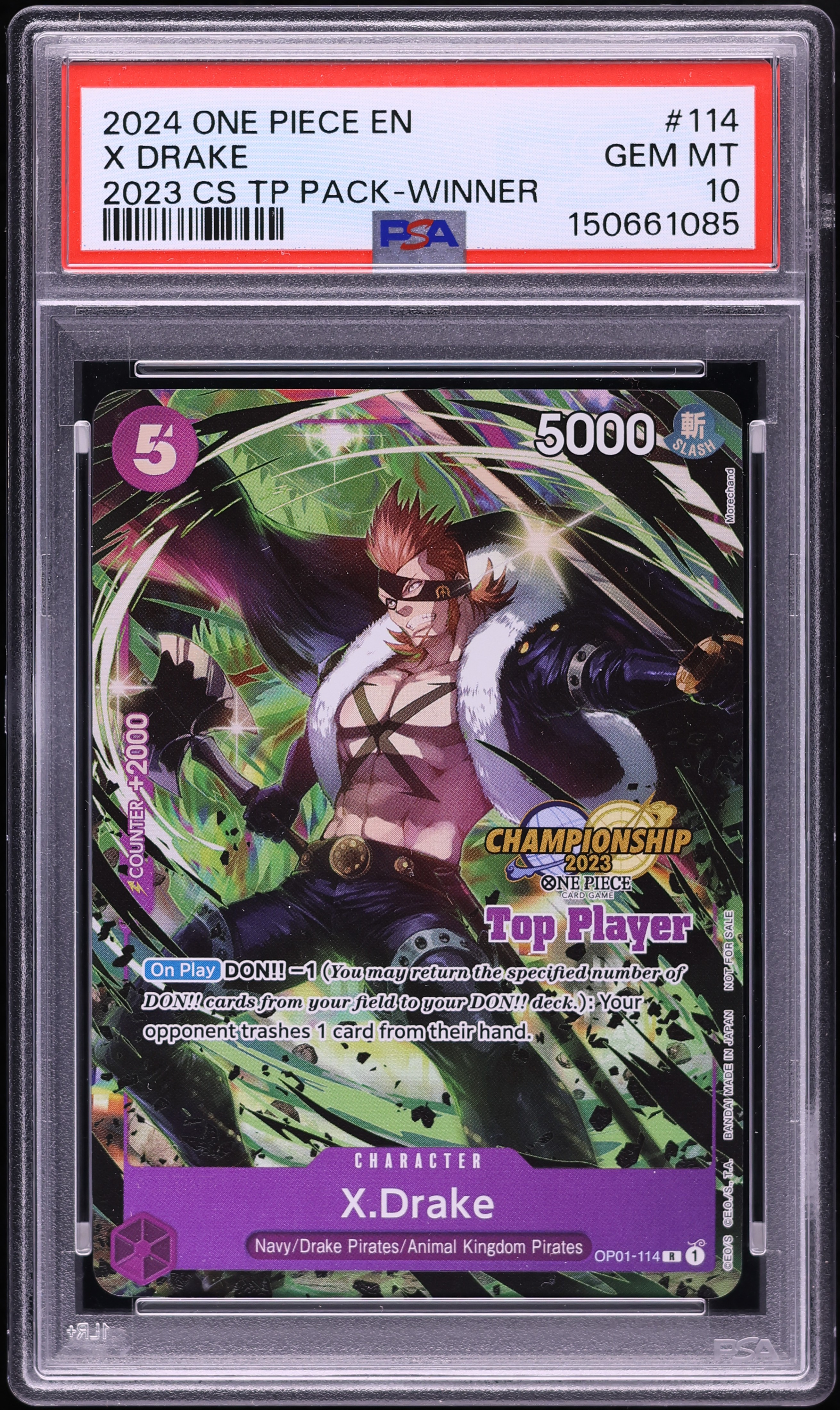 【英語版】ドレーク　チャンピオンシップ2023Top player 2024 One Piece Championship '23 Top Players Winner X Drake #OP01
